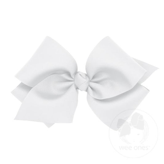 Wee Ones - Huge Grosgrain Basic Bow W/Knot - White