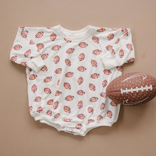 Little Joy Co. - Football Print Bamboo Bubble Romper