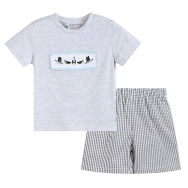 Lil Cactus - Light Gray Mallard Smocked Shirt and Shorts