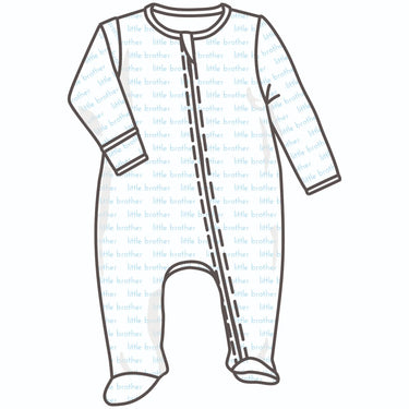 Magnolia Baby - Little Brother Print Zipper Footie