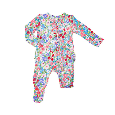 Angel Dear - 2 Way Ruffle Zipper Footie - London Floral
