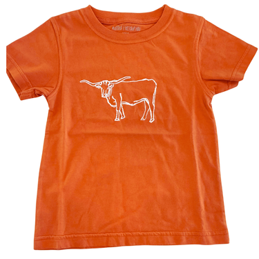 Mustard & Ketchup Kids - Short Sleeve Burnt Orange Longhorn T-Shirt