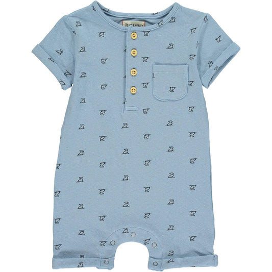 Me & Henry - Martingale Blue Henley Henry Romper