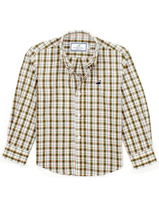 Properly Tied - Boys Seasonal Sportshirt Olive Grove