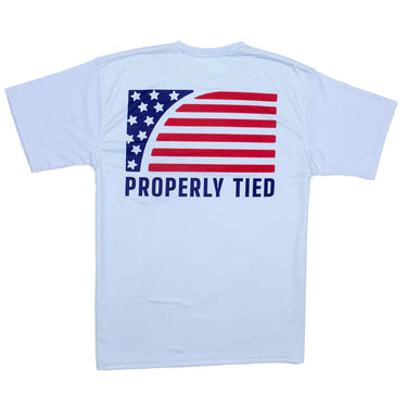 Properly Tied - Boys Performance SS Tee Sport Flag - Light Blue