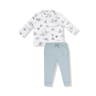 Angel Dear - Long Sleeve Polo Shirt with Bamboo Jogger - Migrating Mallards