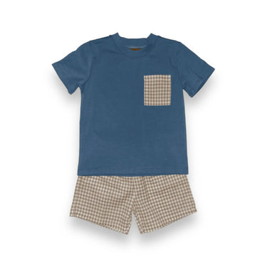 Millie Jay - Hudson Short Set -  Blue / Khaki Gingham
