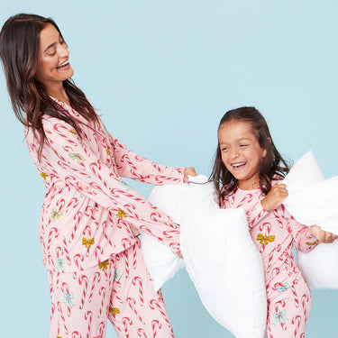 Pink Chicken - Women's Bamboo Loungewear Set. - Pink Candy Cane Lane