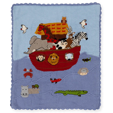 Art Walk - Knitted Baby Blanket - Noah's Ark