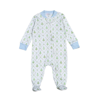 Baby Loren - Boys Holly Night Pima Zipper Footie