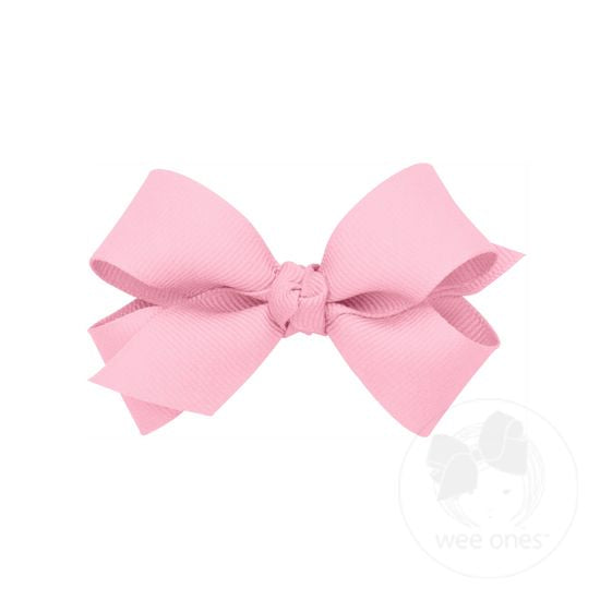 Wee Ones - Mini Grosgrain Basic Bow W/Knot - Pearl