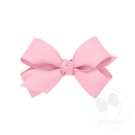 Wee Ones - Mini Grosgrain Basic Bow W/Knot - Pearl