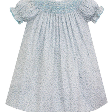 Petit Bebe - Amelia - Blue Floral Angel Wing BIshop S/S