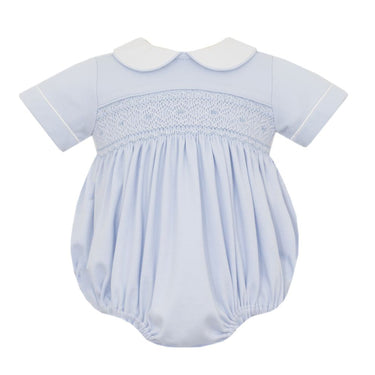 Petit Bebe - Light  Blue Knit Boys Bubble Short Sleeve
