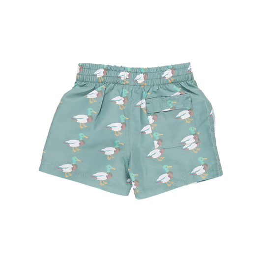 Pink Chicken - Baby Boys Swim Trunks - Green Mallard