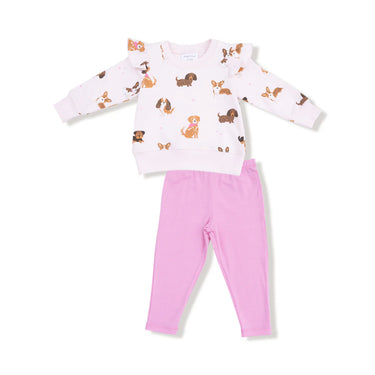 Angel Dear - Pink French Terry - Ruffle Sweatshirt & Legging - Best Friend Dogs