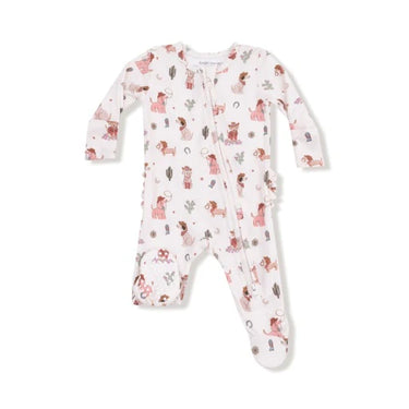 Angel Dear - 2-Way Zipper Ruffle Back Footie - Cowgirl Dogs