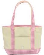 TRVL - Mini Tote - Coated Canvas with Gingham Pink Trim