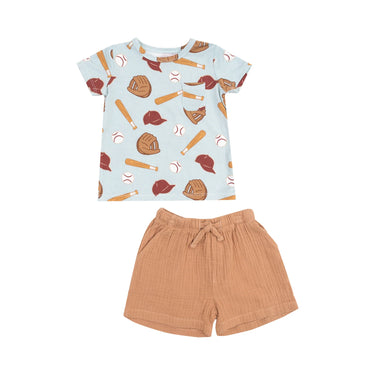 Angel Dear - Crew Neck Tee & Short Muslin  - Baseball