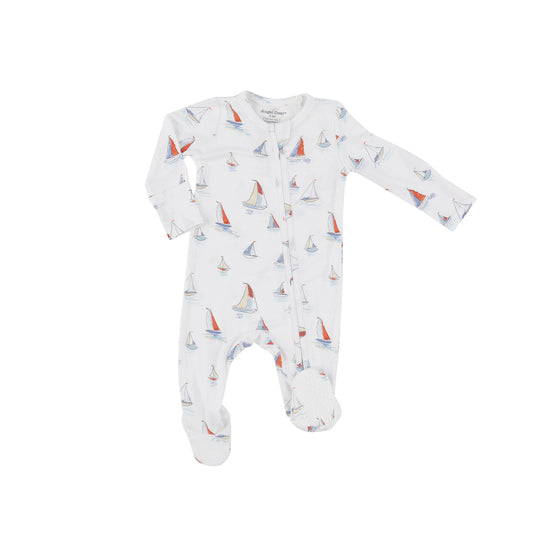 Angel Dear - 2 Way Zipper Footie - Sketchy Sailboats