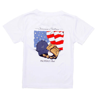 Properly Tied - Boys Performance Tee SS America's Pasttime White