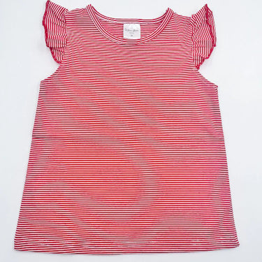 Southern Proper Blanks - Striped Flutter Sleeve Shirt - Red & White