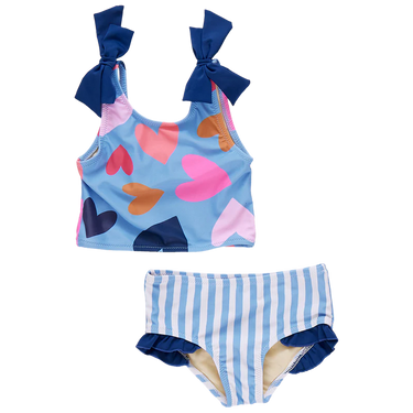 Pink Chicken - Girls Shelly Tankini - Multi Tossed Hearts