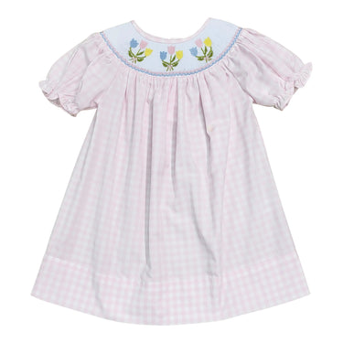 Sweet Dreams - Pink Gingham Tulip Smocked Dress
