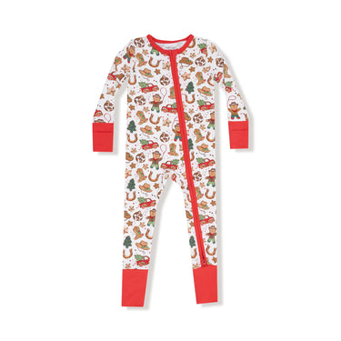 Angel Dear - 2 Way Zipper Romper - Cowboy Christmas