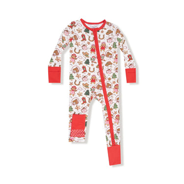 Angel Dear - 2 Way Zipper Romper - Cowgirl Christmas