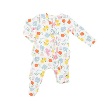 Angel Dear - 2 Way Ruffle Zipper Footie - Freshly Picked Floral