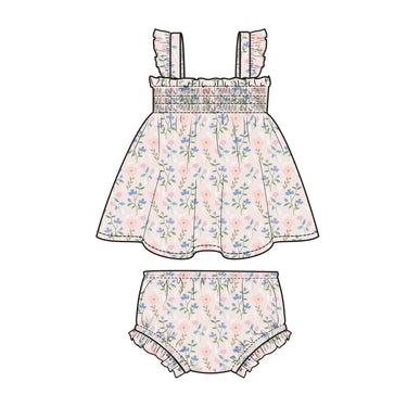 Angel Dear - Ruffle Strap Smocked Top and Diaper Cover - Simple Pretty Floral