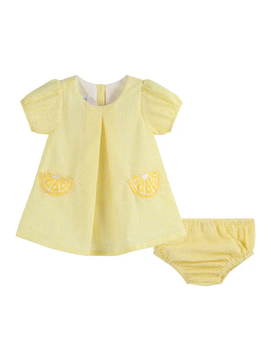 Lil Cactus - Yellow Lemon Dress and Panty Cover Set