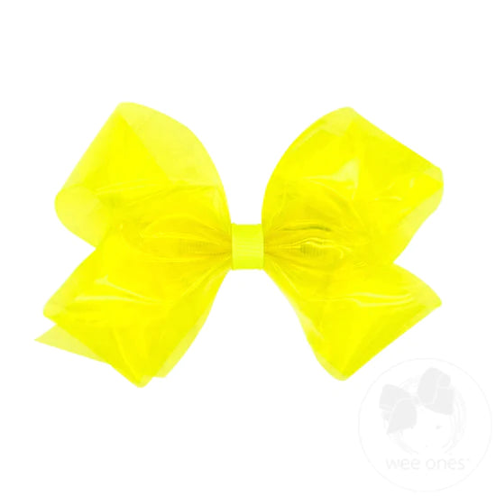 Wee Ones - Medium WeeSplash™ Vibrant Colored Vinyl Girls Swim Hair Bow - Ansi (yellow)