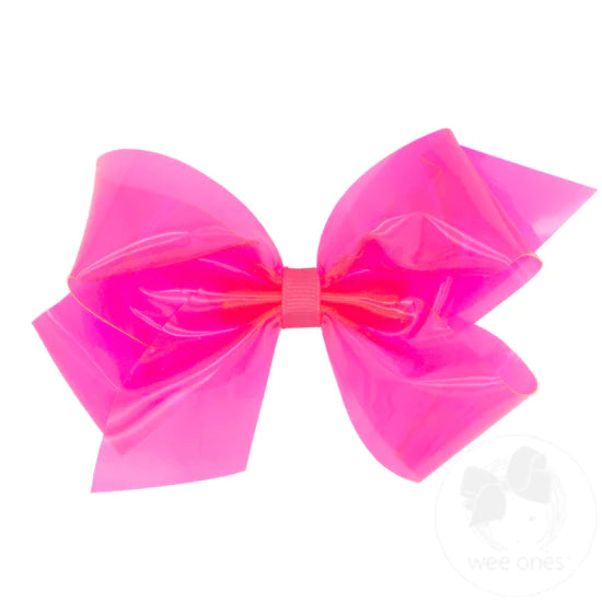 Wee Ones - Medium WeeSplash™ Vibrant Colored Vinyl Girls Swim Hair Bow - Hot Pink