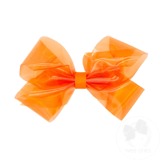 Wee Ones - Medium WeeSplash™ Vibrant Colored Vinyl Girls Swim Hair Bow - Orange