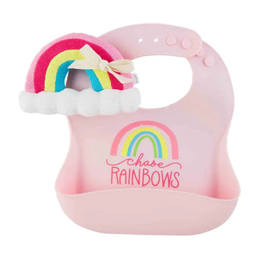 mud pie - Pink Rainbow Bib And Rattle Set