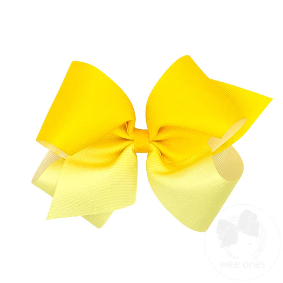 Wee Ones -  King Grosgrain Ombre Color-block Print Girls Hair Bow - Yellow