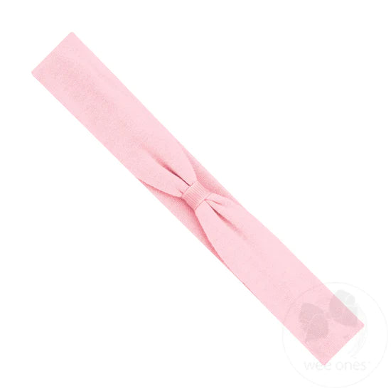 Wee Ones - Add-a-Bow Cotton Jersey Baby Girls Hair Wrap - Pink