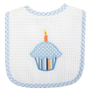 3 Marthas - Feeding Bib - Blue Cupcake Birthday
