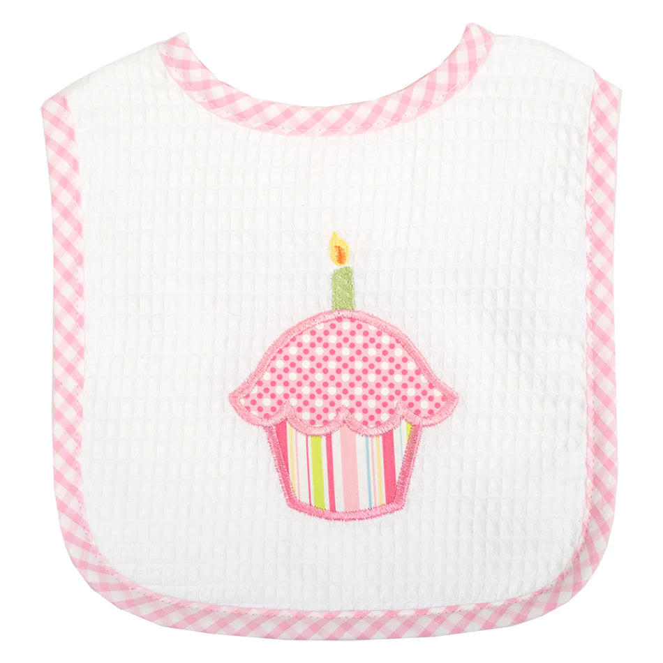3 Marthas - Pink Cupcake Birthday Feeding Bib