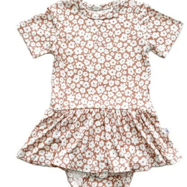 Harp Angel - Twirl Skirt Bodysuit - Mocha Ditsy