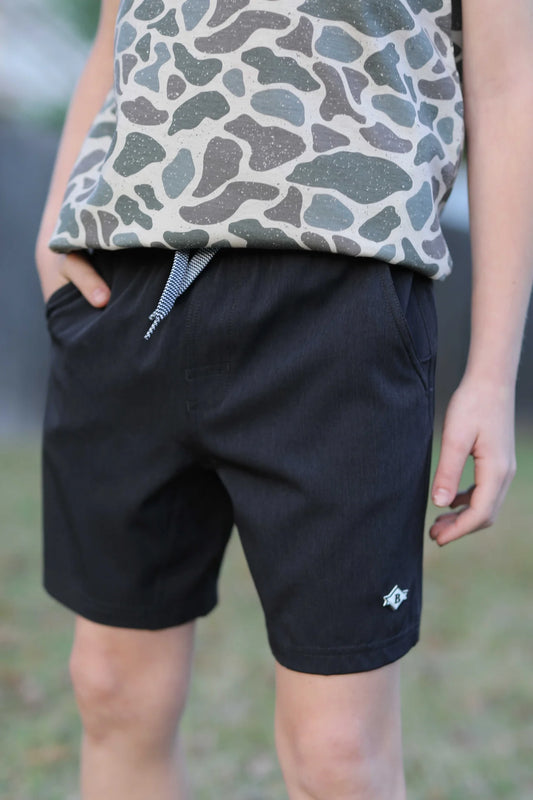 Burlebo - Youth - Athletic Shorts - Heather Black - Camo Liner