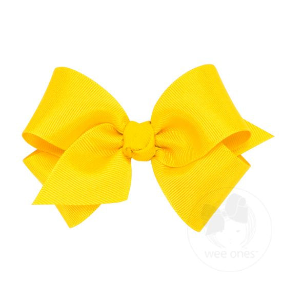 Wee Ones - Small Classic Grosgrain Girls Hair Bow (Knot Wrap) - Yellow