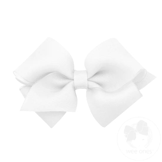 Wee Ones. - Extra Small Grosgrain with Organza Overlay Girls Hair Bow - White