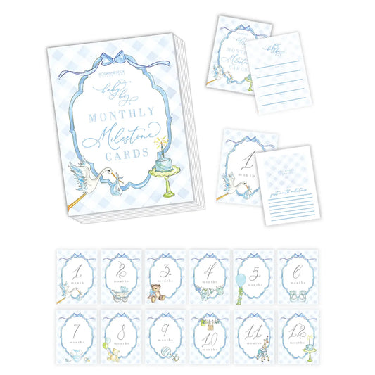 RosanneBeck Milestone Cards - Baby Boy Gingham