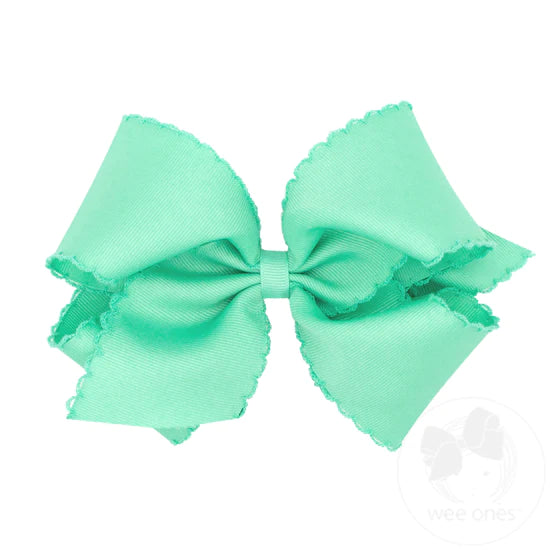 Wee Ones - King Grosgrain Girls Hair Bow With Matching Moonstitch Edge - Lucite