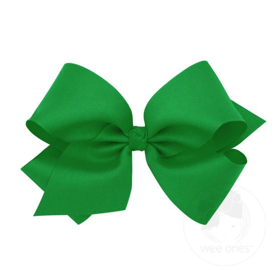 Wee Ones - King Classic Grosgrain Girls Hair Bow (Knot Wrap) -Green