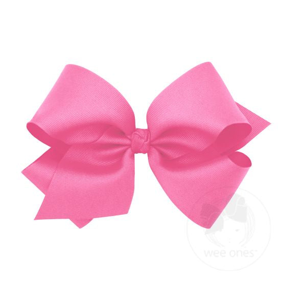 Wee Ones - King Classic Grosgrain Girls Hair Bow (Knot Wrap) - Hot Pink