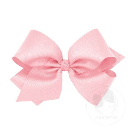 Wee Ones - King Classic Grosgrain Girls Hair Bow (Knot Wrap) - Light Pink